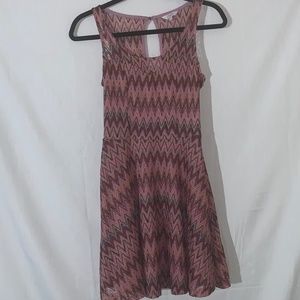 Candie's Pink Crochet Chevron Skater Dress, Small